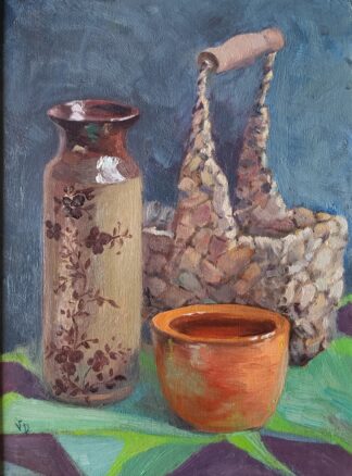 Still Life with Basket and Two Vases