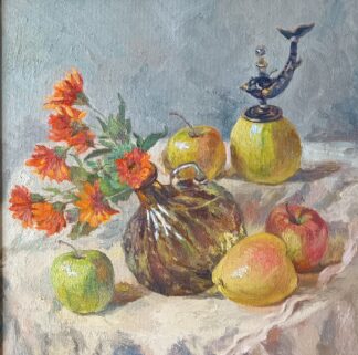 Still Life with Marigold and Perfume Vial