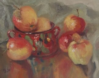 Still Life with Apples on Shining Surface